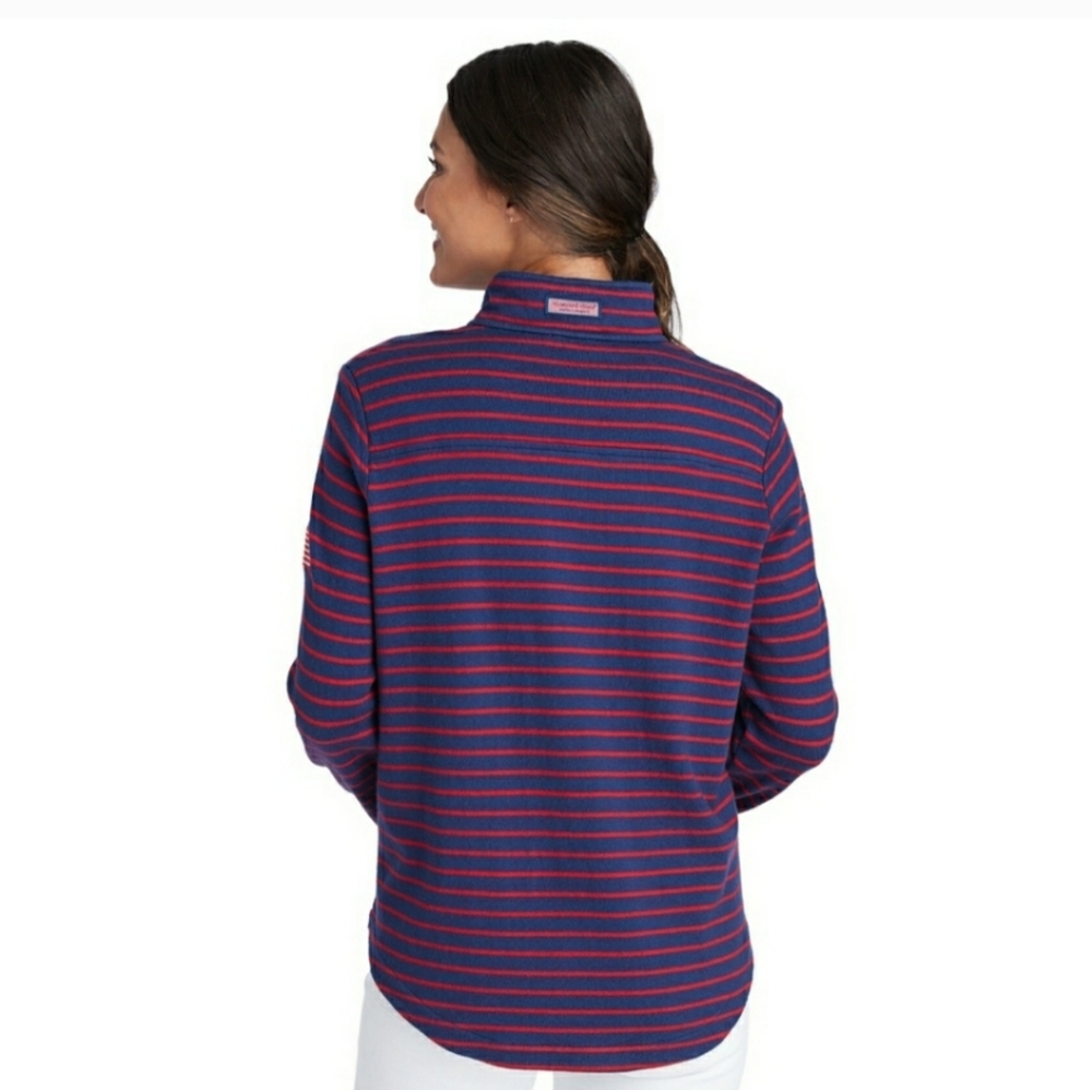 Vineyard Vines USA mixed stripe pullover in Deep Bay - Picture 10 of 10
